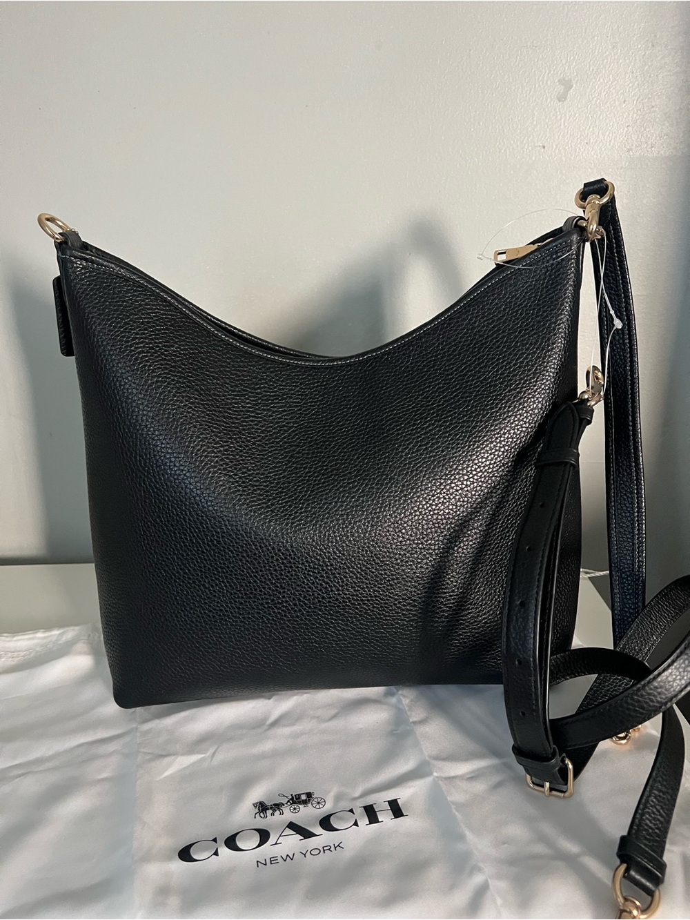 Coach Black Pebbled Leather Satchel with Heart Charm - Picture 7 of 7